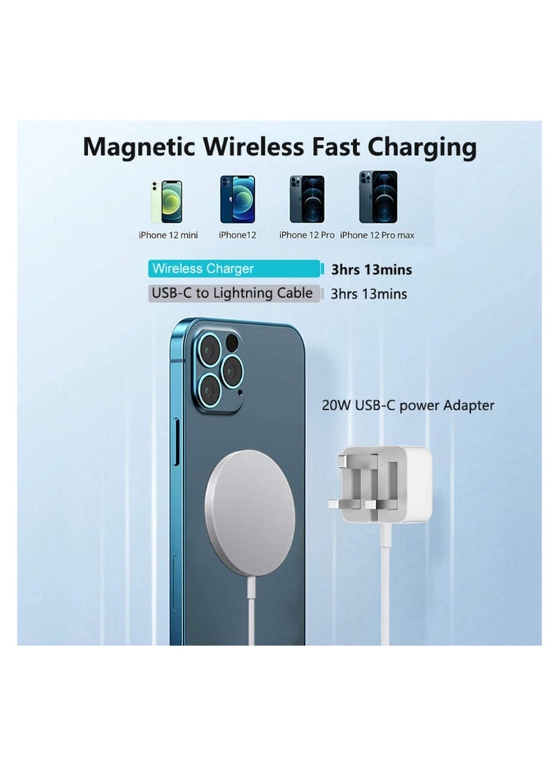 ELTRAZONE - 20W Magnetic Wireless Charging Cable USB-C Compatible with Apple iPhone 12/12 Mini/12 Pro/12 Pro Max White - Image 1