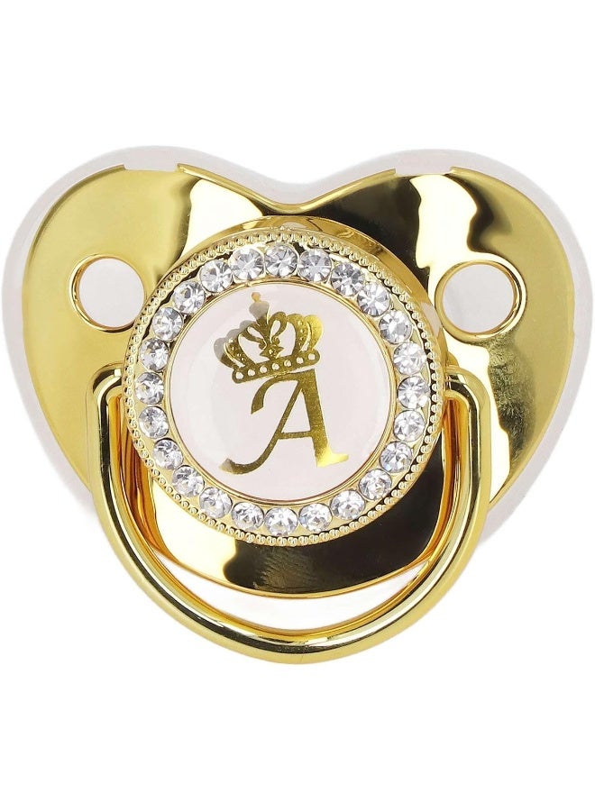 GLOGLOW Gold Letter Pacifier Infant Pacifier Home Travel Fashion Portable Silicone Alloy A - Image 1