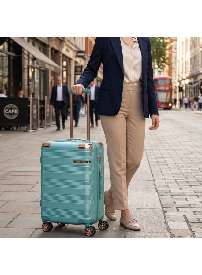 SENATOR Hard Case Luggage Trolley For Unisex ABS Lightweight Travel Bag 4 Double Wheeled Suitcase With Built In TSA Type Lock A5125 Light Green - Image 2