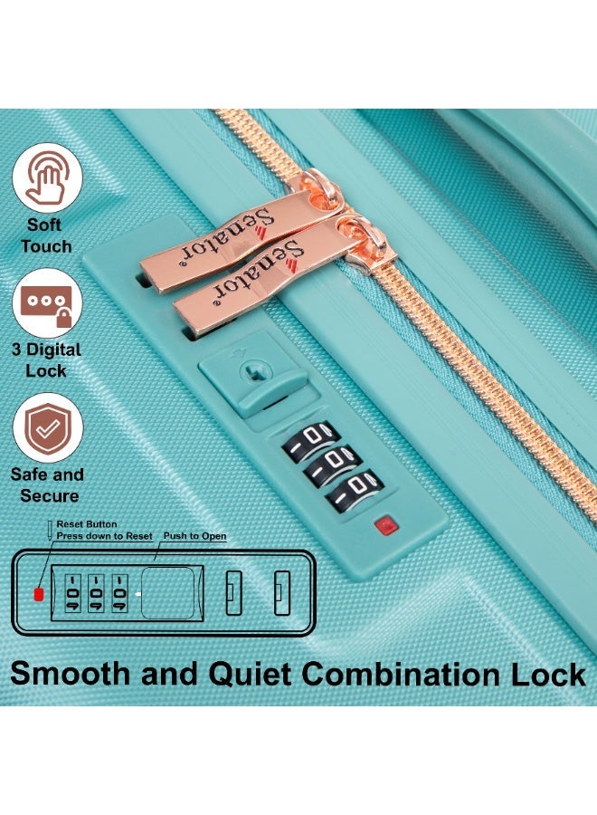 SENATOR Hard Case Luggage Trolley For Unisex ABS Lightweight Travel Bag 4 Double Wheeled Suitcase With Built In TSA Type Lock A5125 Light Green - Image 3