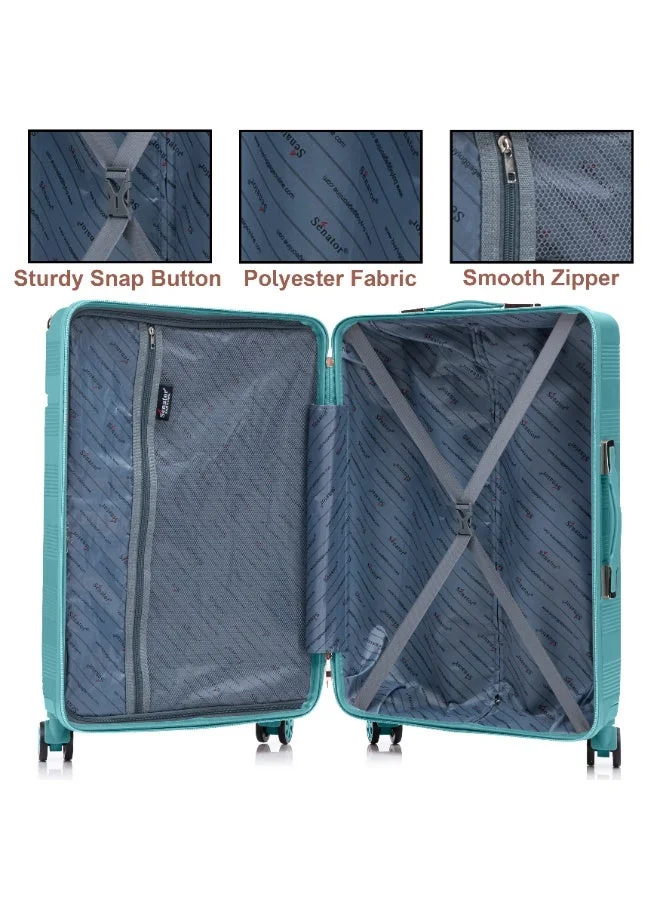 SENATOR Green Hard Case Luggage Trolley For Unisex ABS Lightweight Travel Bag 4 Double Wheeled Suitcase With Built In TSA Type Lock A5125 Light Green  | Best Price UAE