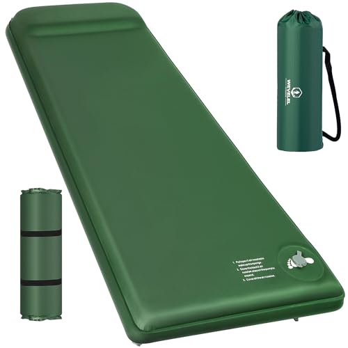 Wevelel Memory Sleeping Pad, 3.1" Ultra-Thick Foam Sleeping Mats for Camping, Easy Inflate&Deflate,9.5 R-Value Insulated Camping Mattress Pad with Pillow, for Car Travel Tent - Image 1