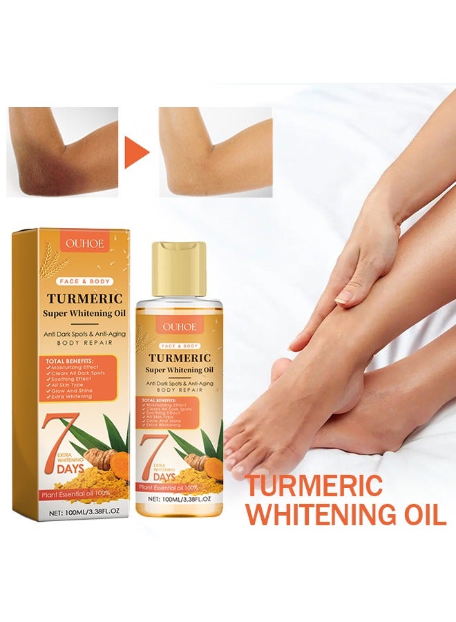 أوهو زيت تبييض الكركم الفائق ، زيت تبييض الكركم للعناية بالبشرة ، إصلاح حاجز البشرة ، تنعيم ، ثبات ، تفتيح وتبييض ، تلاشي ظلام المفاصل - Image 1