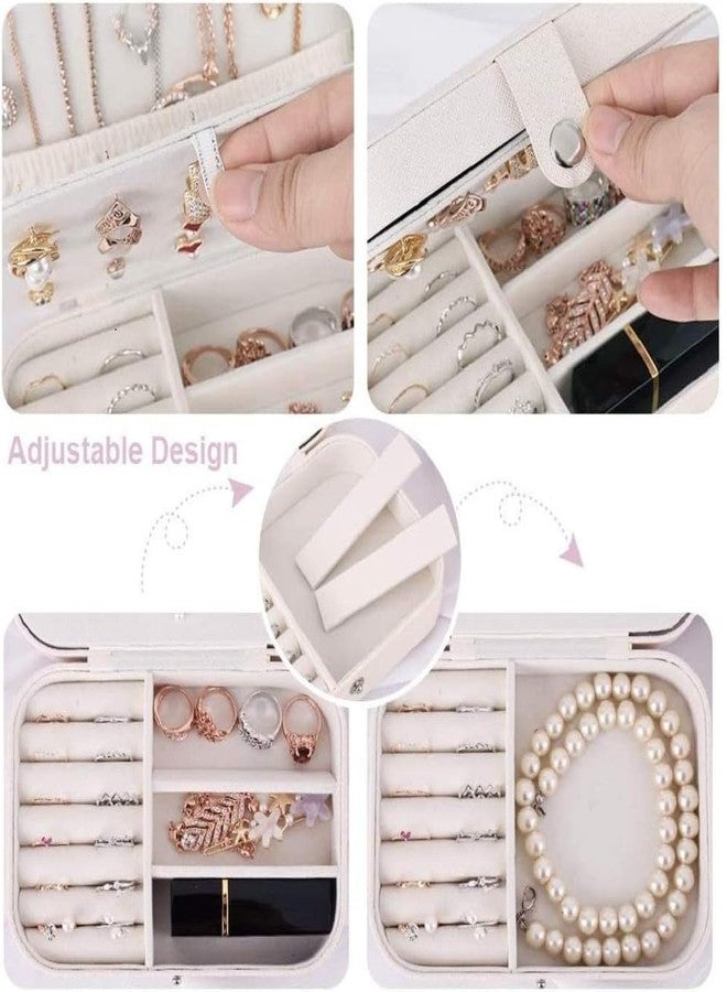 N M Z Leather Double Layer Mini Travel Jewelry Box with Necklace Hanger, Earring, Ring Storage Box For Women & Girls (Multi Colour) (1 Pc) - Image 4