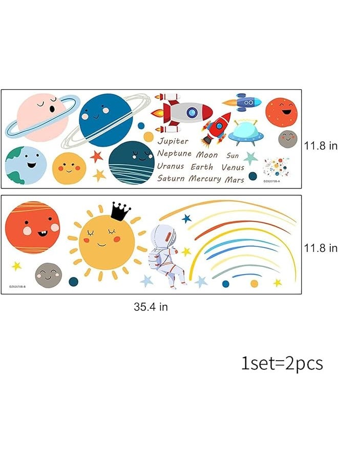 erorex Space Kids Wall Stickers Removable Self Adhesive Solar System Wall Decal Space Planet Large Wall Stickers Kid'S Bedroom Cute Educational Wall Decal Decals For Nursery Playroom  - Image 3