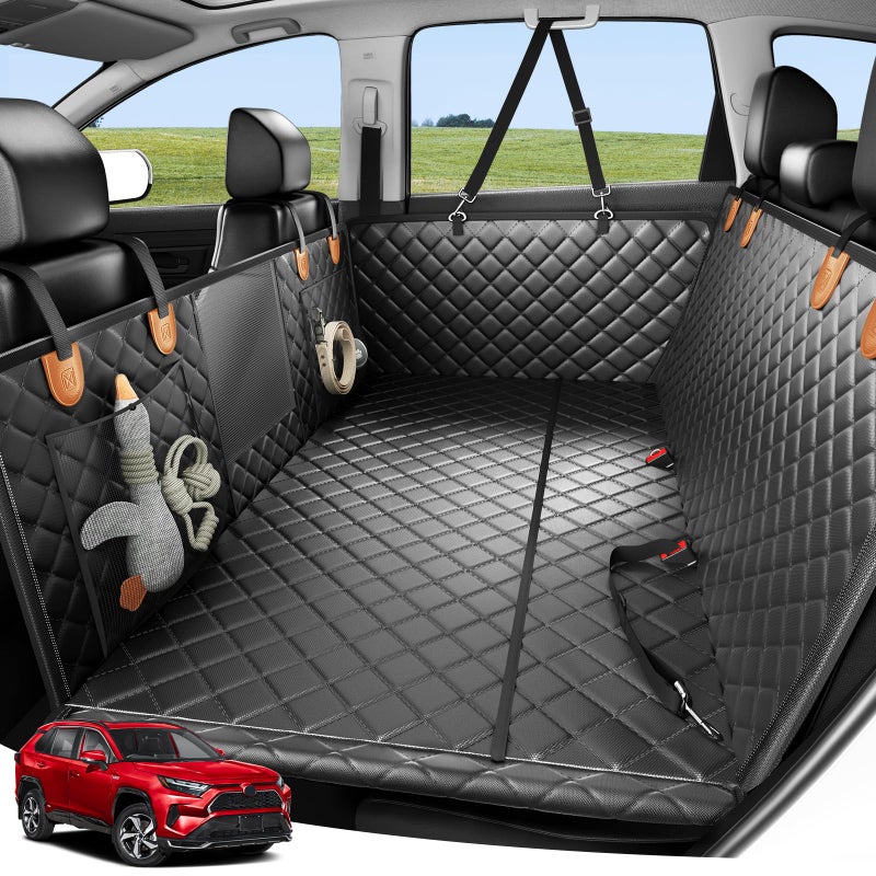 Zanch Heavy-Duty Dog Car Seat Cover, Flat Solid Back Seat Extender for Multi Large Dogs, Hard-Base Supports 450 lb, Waterproof Scratchproof Hammock Protector, Standard for Cars, SUV, Trucks, Orange - Image 1