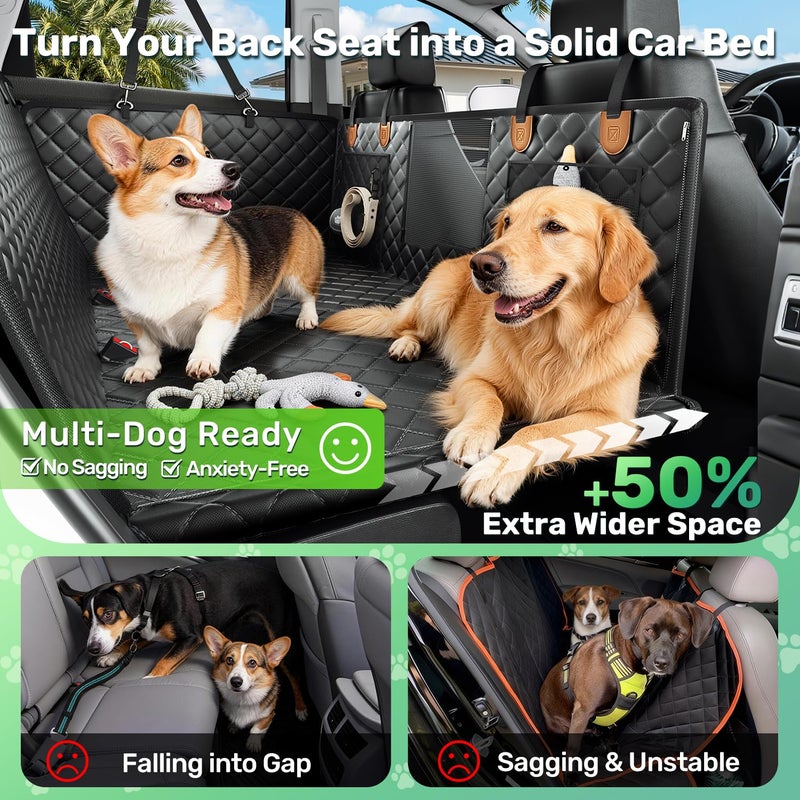 Zanch Heavy-Duty Dog Car Seat Cover, Flat Solid Back Seat Extender for Multi Large Dogs, Hard-Base Supports 450 lb, Waterproof Scratchproof Hammock Protector, Standard for Cars, SUV, Trucks, Orange - Image 2