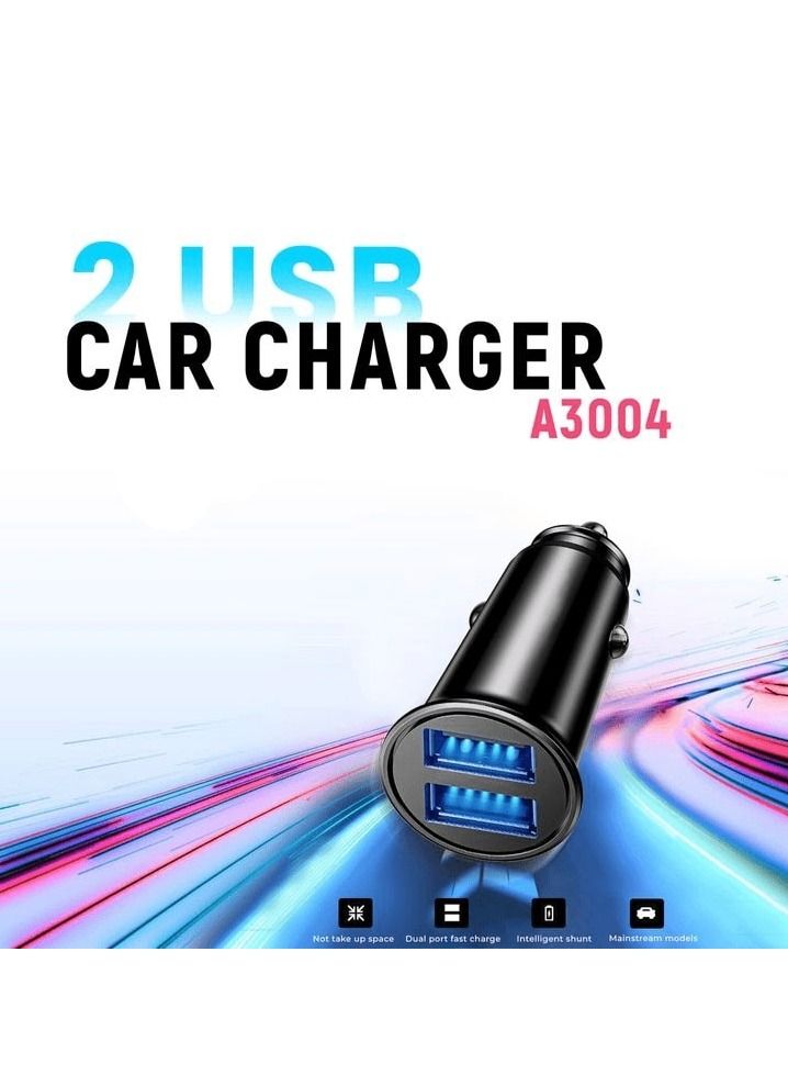 DIVICO Car Mobile Charger Zinc Alloy 2.4A Dual USB Port Fast Charging Car Cell Phone Charger Compact Size  DIVICO A3004 - Image 1