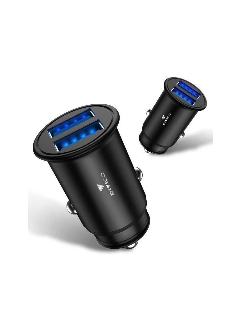 DIVICO Car Mobile Charger Zinc Alloy 2.4A Dual USB Port Fast Charging Car Cell Phone Charger Compact Size  DIVICO A3004 - Image 2