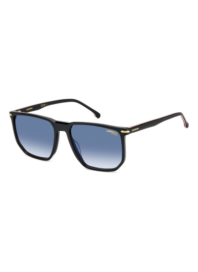 Carrera نظارة شمسية مستطيلة الشكل للرجال من CARRERA 329/S BLUE 46 مع حماية من الأشعة فوق البنفسجية - مقاس العدسة: 46.1 مم - أسود  - Image 1
