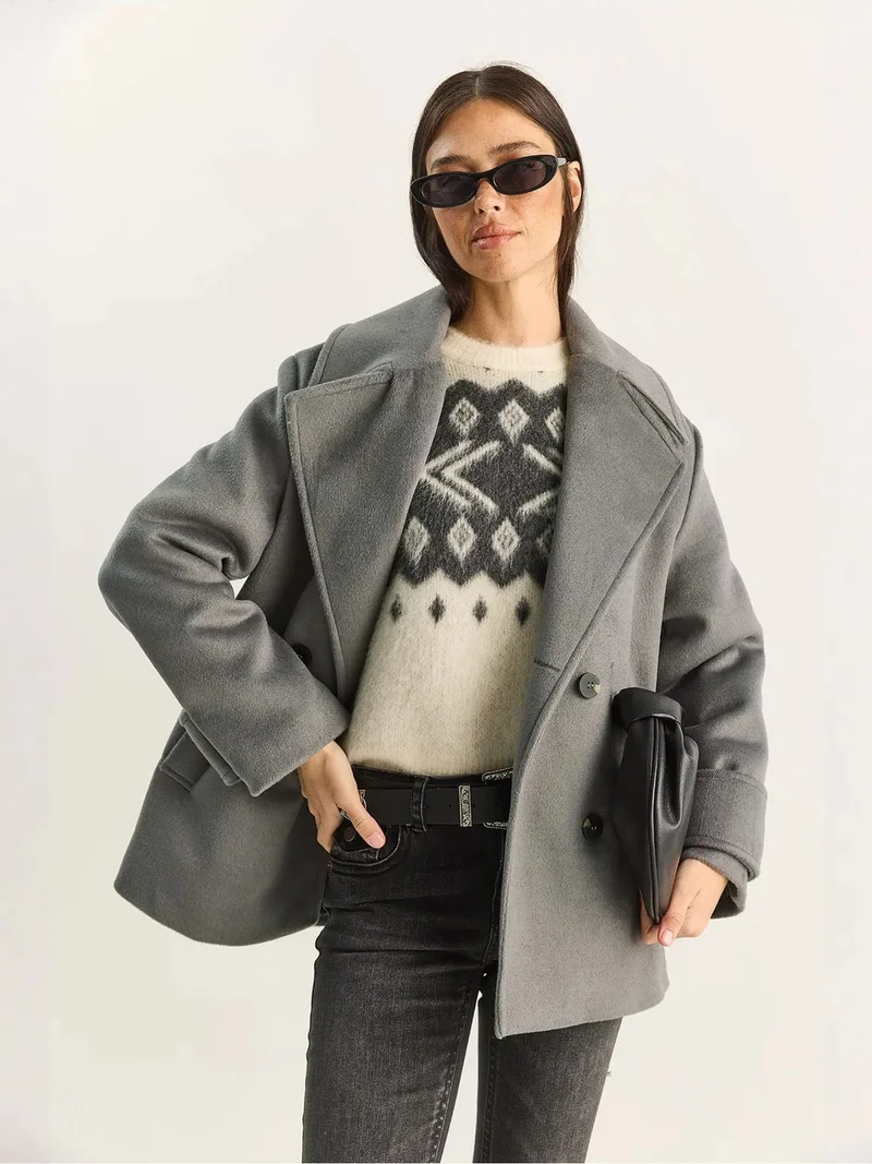 Bianco Lucci LUCCI Oversized Coat with Pockets