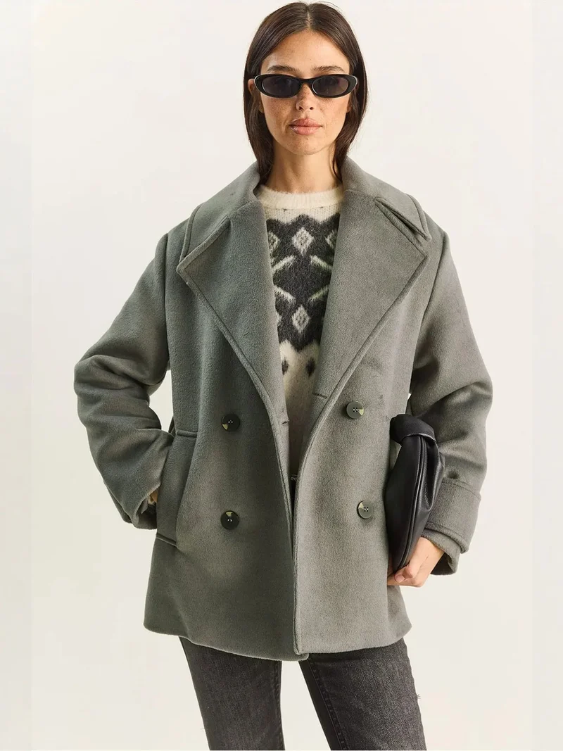 Bianco Lucci LUCCI Oversized Coat with Pockets