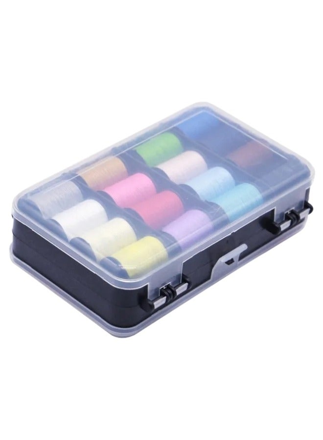 Happy Home 37 Piece Double-Sided Acrylic Sewing Kit with 22 Thread Spools, Scissors, Needles, and Pins, for Home, School, Beginners, Adults, and Kids, Hand Sewing Accessories, Basic Sewing Kit - Black - Image 2