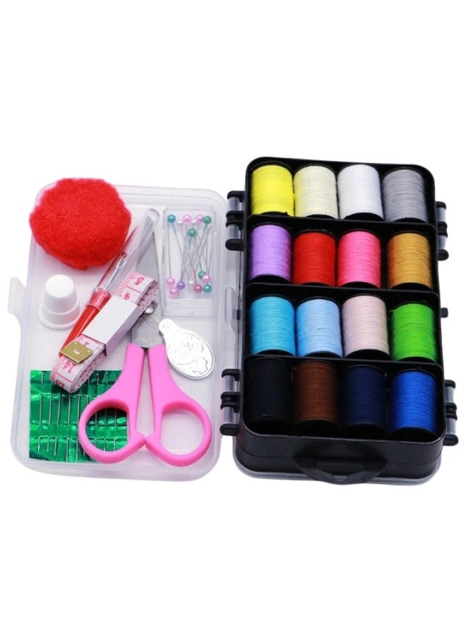 Happy Home 37 Piece Double-Sided Acrylic Sewing Kit with 22 Thread Spools, Scissors, Needles, and Pins, for Home, School, Beginners, Adults, and Kids, Hand Sewing Accessories, Basic Sewing Kit - Black - Image 3