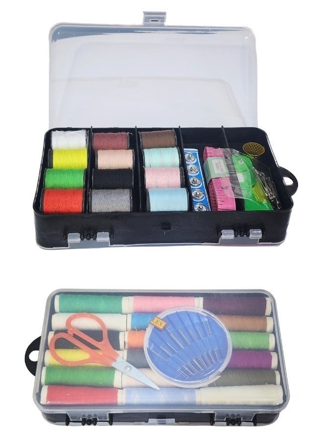 Happy Home 37 Piece Double-Sided Acrylic Sewing Kit with 22 Thread Spools, Scissors, Needles, and Pins, for Home, School, Beginners, Adults, and Kids, Hand Sewing Accessories, Basic Sewing Kit - Black - Image 5