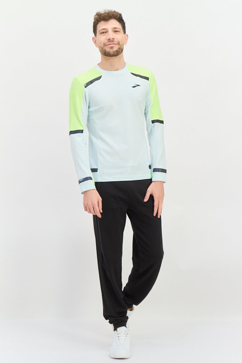 Brooks تي شيرت تدريب بأكمام طويلة للرجال، أزرق جليدي - Image 4