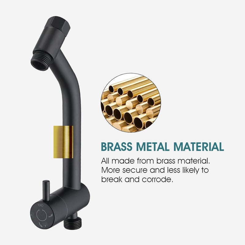 PDPBath Brass Shower Arm Diverter with Adhesive Handheld Holder for Easy Reach, Upgrade Low 3-Way Diverter with Pause Setting, G1/2 Universal Connection - Matte Black - Image 5