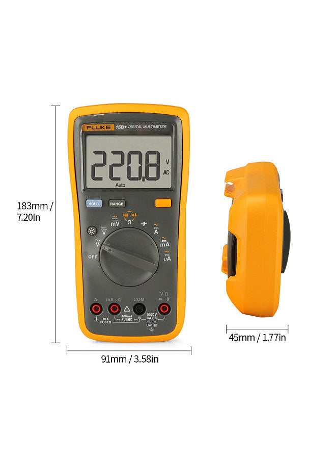 FLUKE - FLUKE F15B+ 4000 Counts Multimeter Portable Digital Multimeter Handheld Voltmeter Ammeter Voltage Meter Universal Meter Measuring AC/DC Voltage Resistance Capacitance Diode Continuity - Image 1
