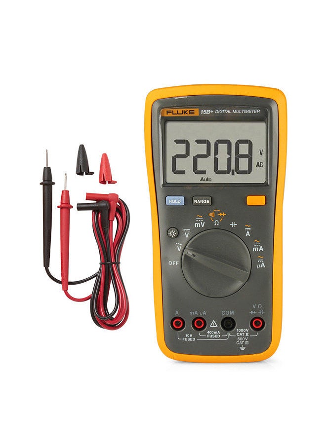 FLUKE - FLUKE F15B+ 4000 Counts Multimeter Portable Digital Multimeter Handheld Voltmeter Ammeter Voltage Meter Universal Meter Measuring AC/DC Voltage Resistance Capacitance Diode Continuity - Image 1
