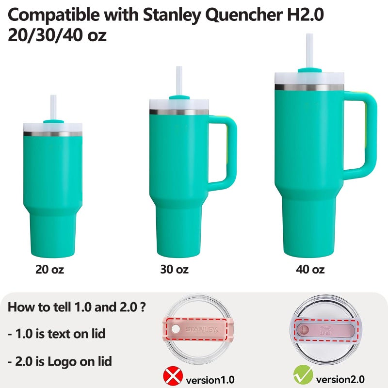 DUNLAGUE Silicone Spill Stopper Set Compatible with Stanley Cup 2.0 30oz & 40oz with Straw Cover (Set of 2  Tropical Teal) - Image 2