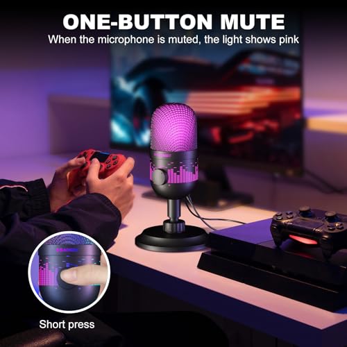 Aokeo USB Gaming Microphone, Condenser Microphone for PC/MAC/PS4/PS5/Phone-Cardioid Mic with RGB Lighting - Image 4