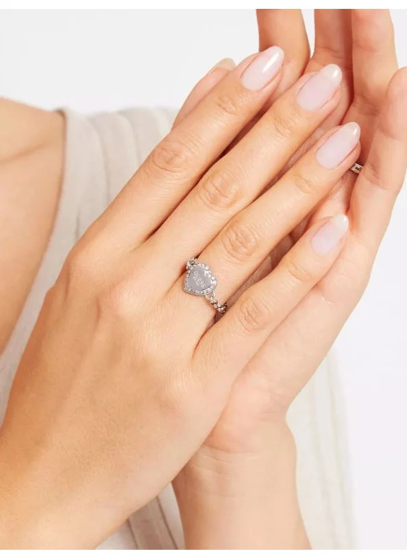 جس Crystal Bow Detail Single Circle Ring