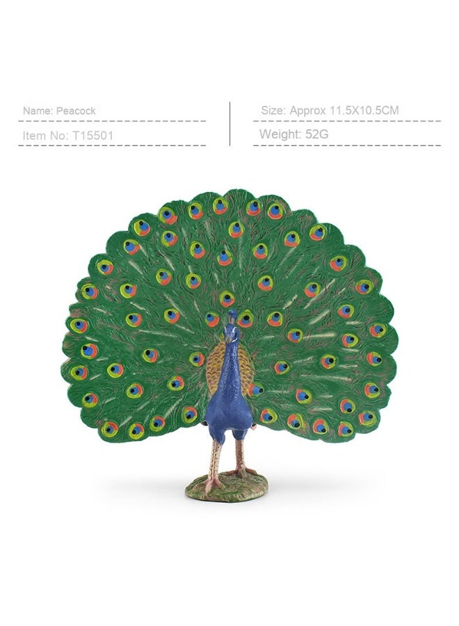 NIBEMINENT Realistic Forest Bird Animal Model - Pelican, Mute Swan, and Peacock Desktop Figurines for Home Decoration