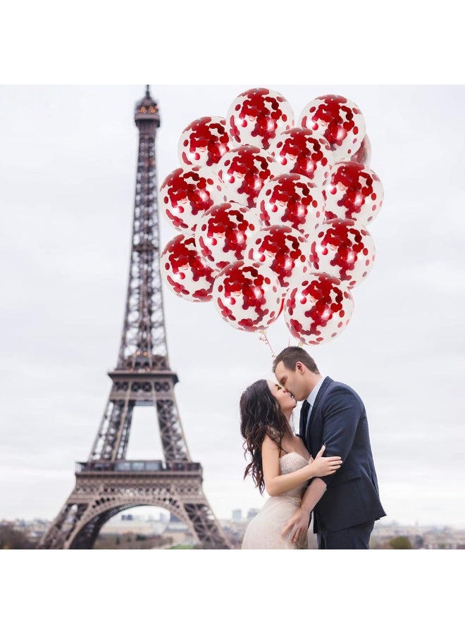Red Confetti Balloons Kit – Pack of 30 | Red Balloons for Valentine’s Day Decorations | Red Glitter Balloons for Red Theme Birthday Party, Anniversary Decorations, Weddings, Bridal and Baby Shower - Image 3