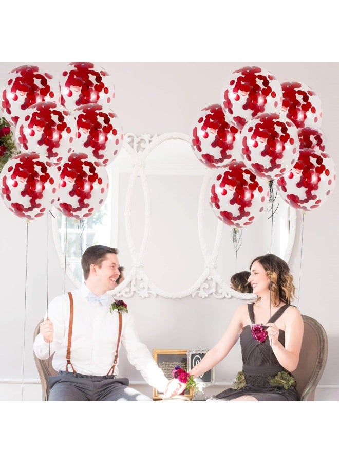 Red Confetti Balloons Kit – Pack of 30 | Red Balloons for Valentine’s Day Decorations | Red Glitter Balloons for Red Theme Birthday Party, Anniversary Decorations, Weddings, Bridal and Baby Shower - Image 2