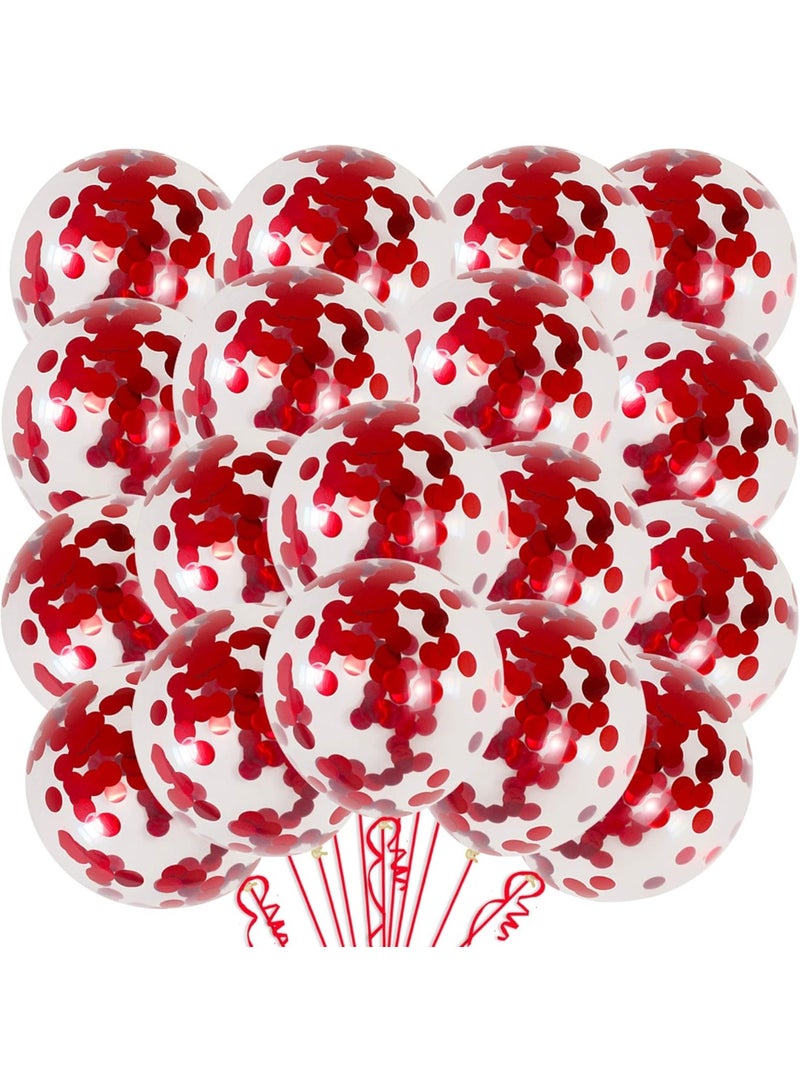 Red Confetti Balloons Kit – Pack of 30 | Red Balloons for Valentine’s Day Decorations | Red Glitter Balloons for Red Theme Birthday Party, Anniversary Decorations, Weddings, Bridal and Baby Shower - Image 1
