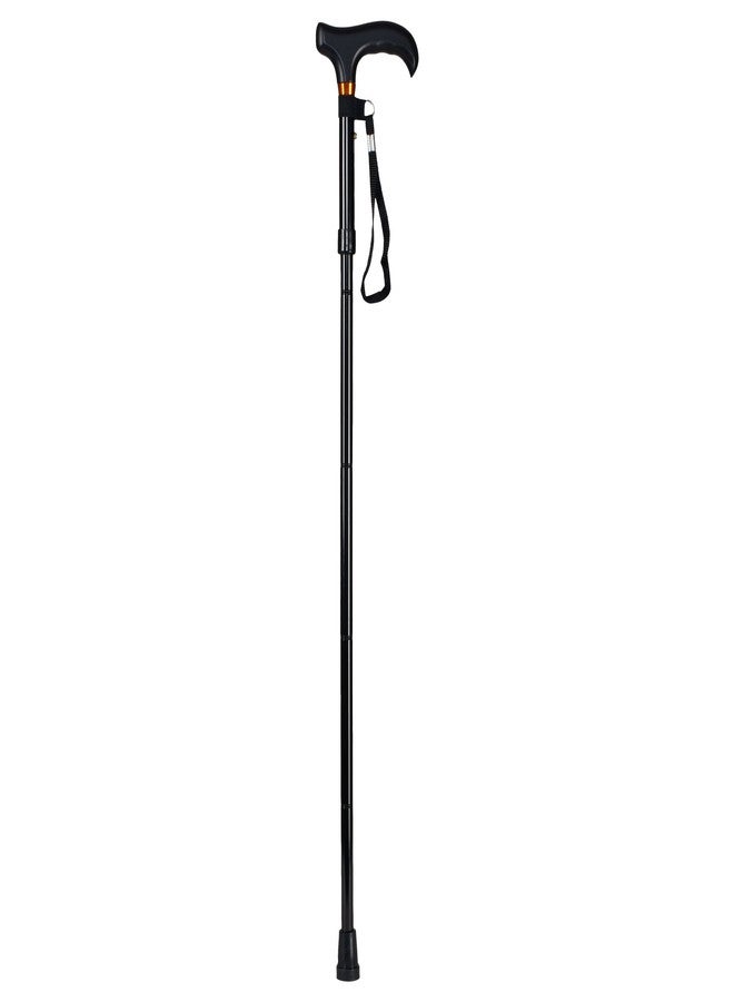 HARVY Mini Folding Cane - Adjustable Travel Walking Stick for Men & Women, Lightweight Aluminum with Solid Wood Derby Handle, Compact & Portable (Black) - Image 2
