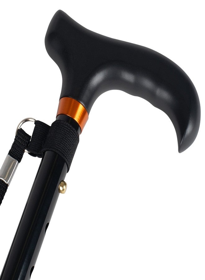HARVY Mini Folding Cane - Adjustable Travel Walking Stick for Men & Women, Lightweight Aluminum with Solid Wood Derby Handle, Compact & Portable (Black) - Image 3