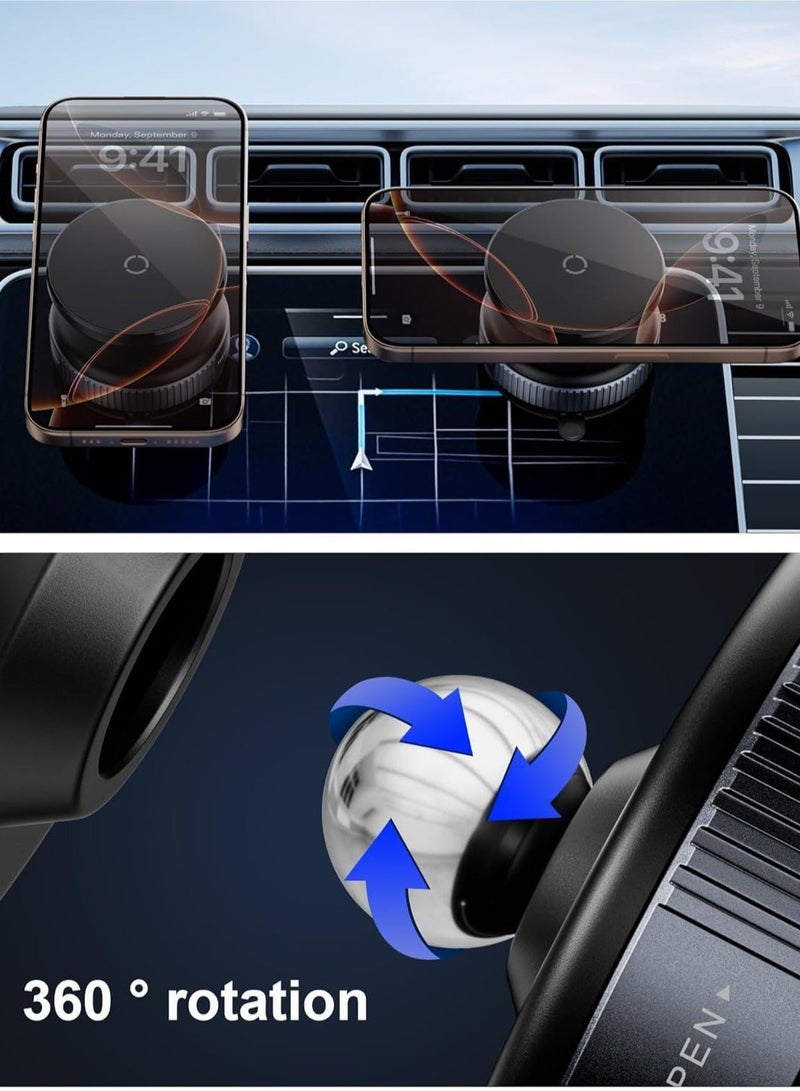 TIGER K009 Magnetic Car Phone Holder – Ultra Strong Vacuum Suction Cup Mount for Dashboard & Windshield – Universal Magnetic Bracket for iPhone & Android Smartphones – Secure, Hands-Free Car Mount Holder – Black - Image 3