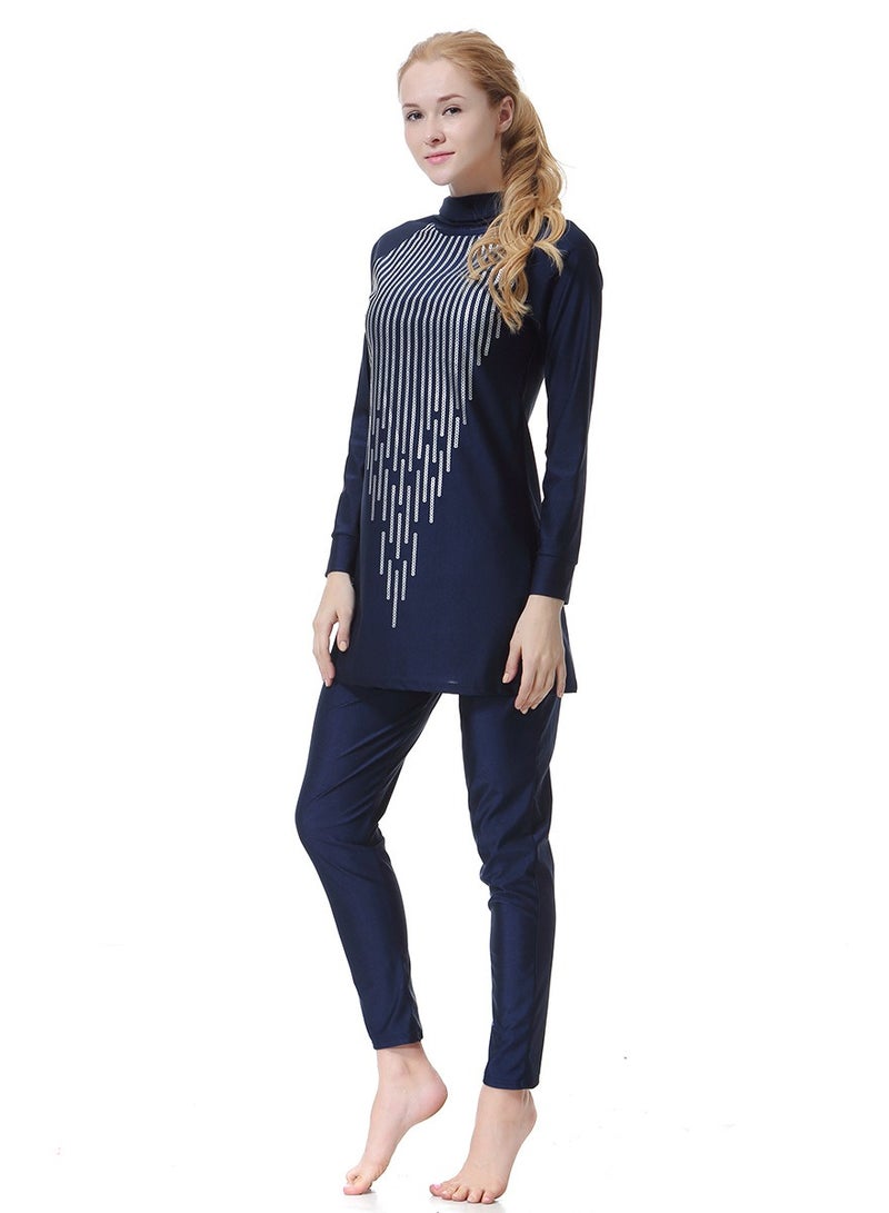 Muslim Conservative All Covering Swimwear Burkinis Swimsuit Nave Blue - Image 4