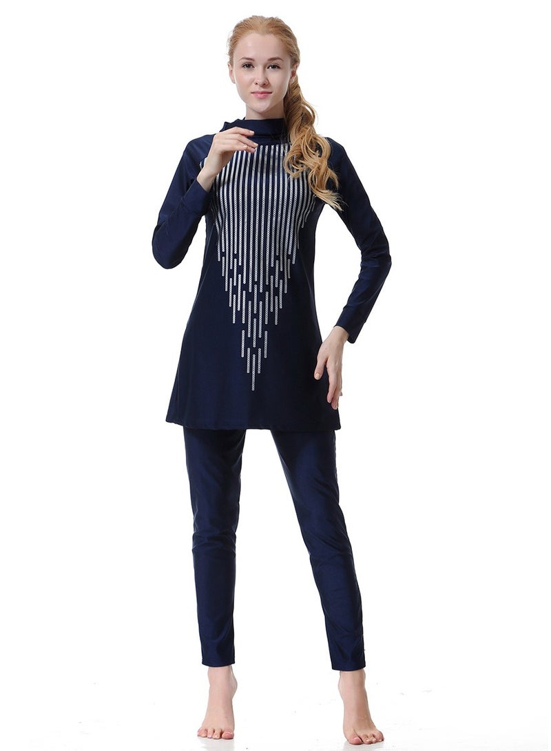 Muslim Conservative All Covering Swimwear Burkinis Swimsuit Nave Blue - Image 2