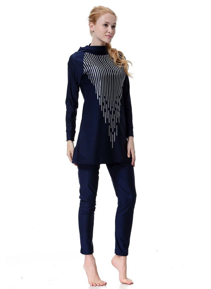 Muslim Conservative All Covering Swimwear Burkinis Swimsuit Nave Blue - Image 3