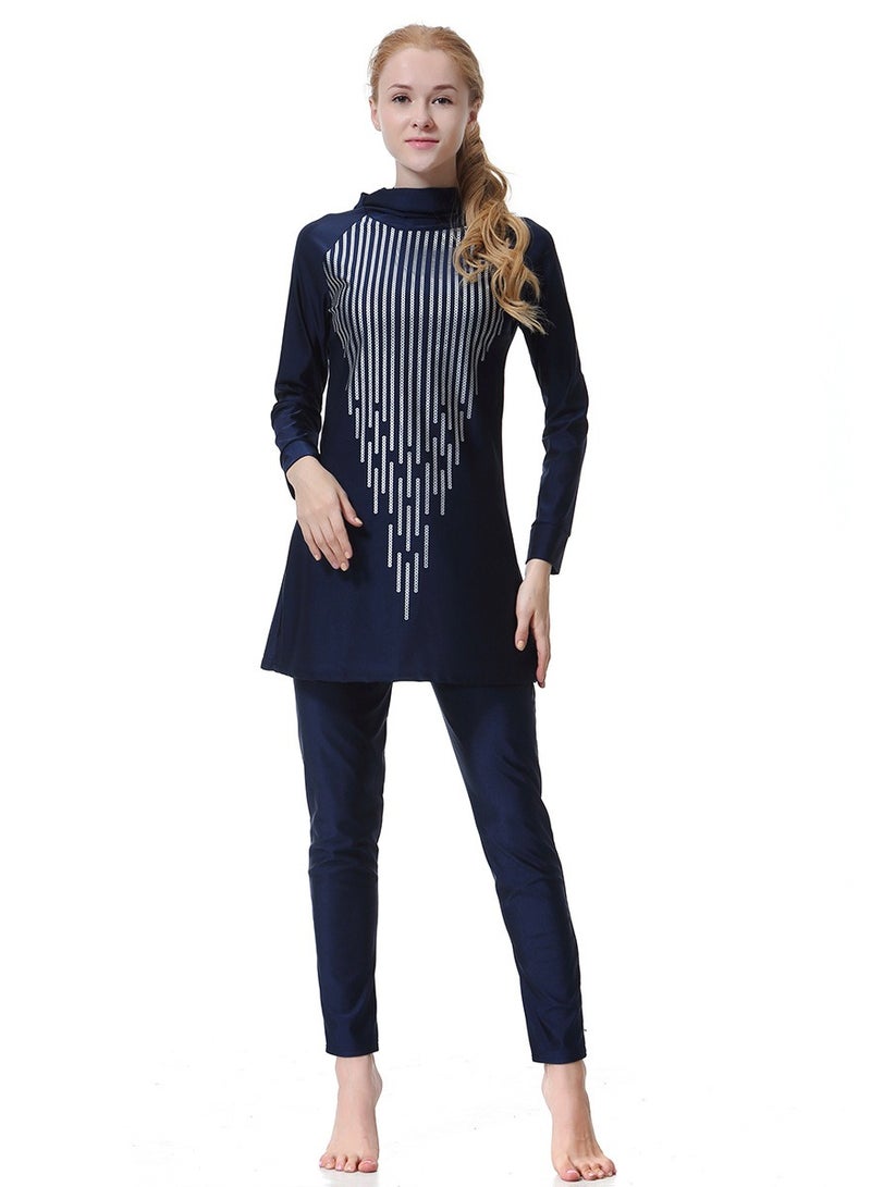 Muslim Conservative All Covering Swimwear Burkinis Swimsuit Nave Blue - Image 1