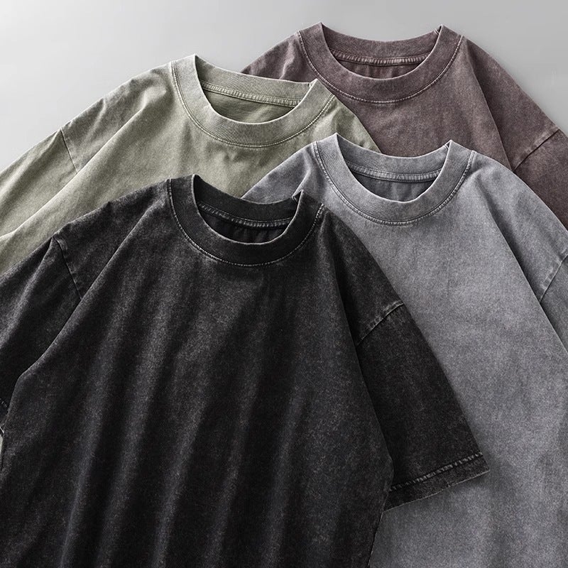 Design Sense Summer Washed Old Short-Sleeved T-Shirt Men'S Instagram Popular Brand Loose American Style Retro Pure Cotton Half-Sleeved T-Shirt - Image 3