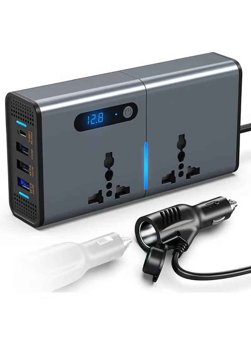 Generic 200W Car Power Inverter: 12/24V to 220V AC with USB & Type-C Charging Ports  - Image 1