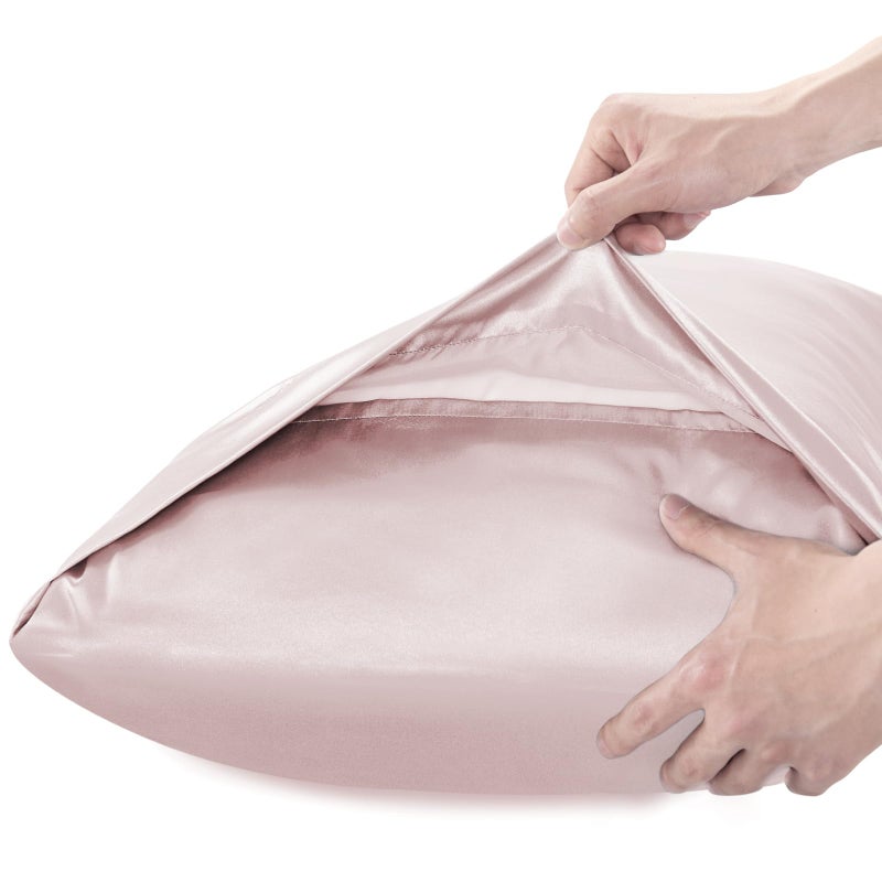 BEDELITE BEDELITE Body Pillow Cover Satin Pillowcase for Hair and Skin  Super Soft and Cooling Body Pillow Pillowcase 2 Pack  Breathable Silky Full Long Pillow Case Cover(20""x54"" Body Size  Lotus Pink)  - Image 5