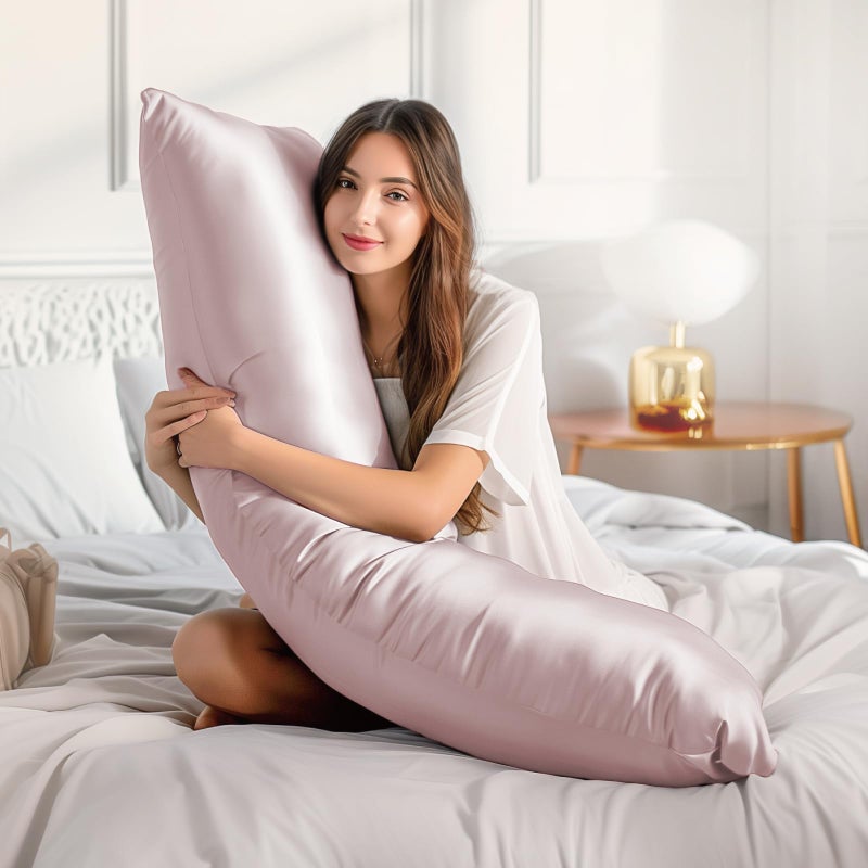 BEDELITE BEDELITE Body Pillow Cover Satin Pillowcase for Hair and Skin  Super Soft and Cooling Body Pillow Pillowcase 2 Pack  Breathable Silky Full Long Pillow Case Cover(20""x54"" Body Size  Lotus Pink)  - Image 3