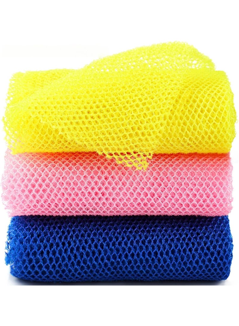 Generic 3-Piece African Net Bath Sponge Exfoliating Long Body Scrubber Tight Weave Beauty Skin Smoother Tower Bath Cloth Porous Stretches Back Washcloths For Daily Use Or Stocking Stuffer  - Image 1
