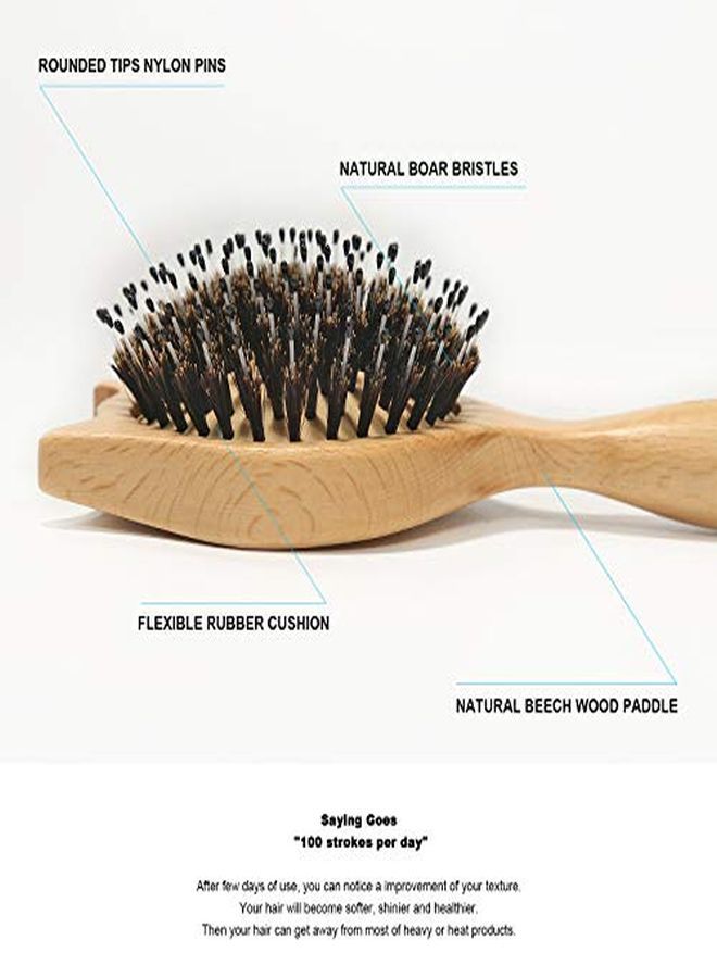BESTOOL Ush, Bestool Small Travel Hair Brushes For Women, Men Or Kids, Wooden Toddler Boar Bristle Hair Brush For Detangling, Defrizz, Distribute Oil (Natural) - Image 3
