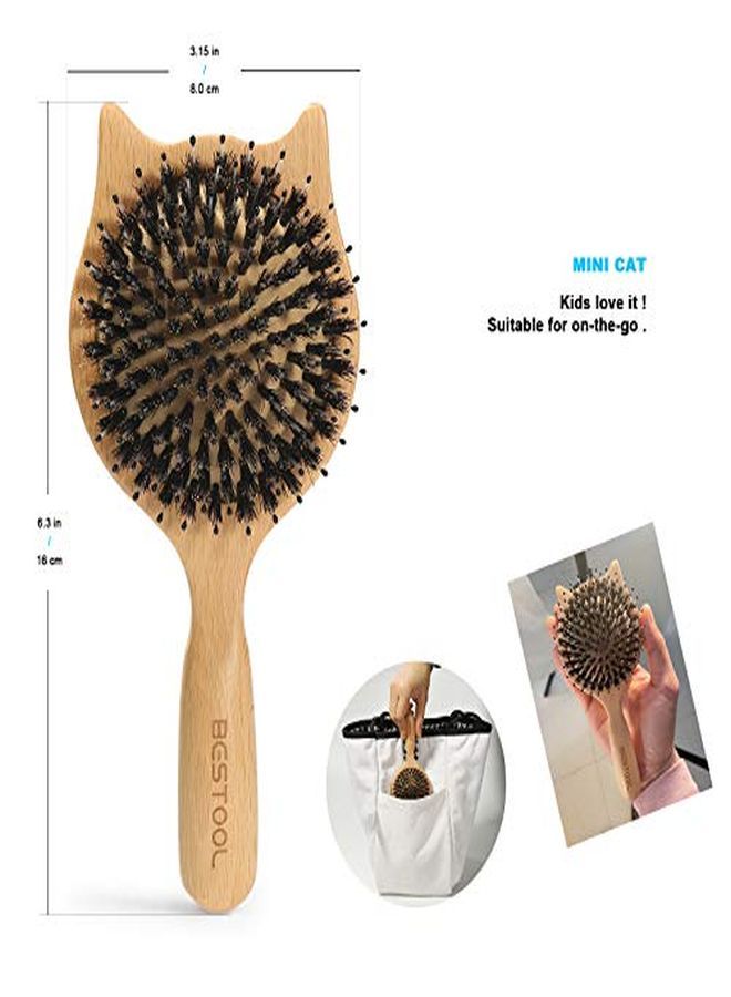 Ush, Bestool Small Travel Hair Brushes For Women, Men Or Kids, Wooden Toddler Boar Bristle Hair Brush For Detangling, Defrizz, Distribute Oil (Natural)