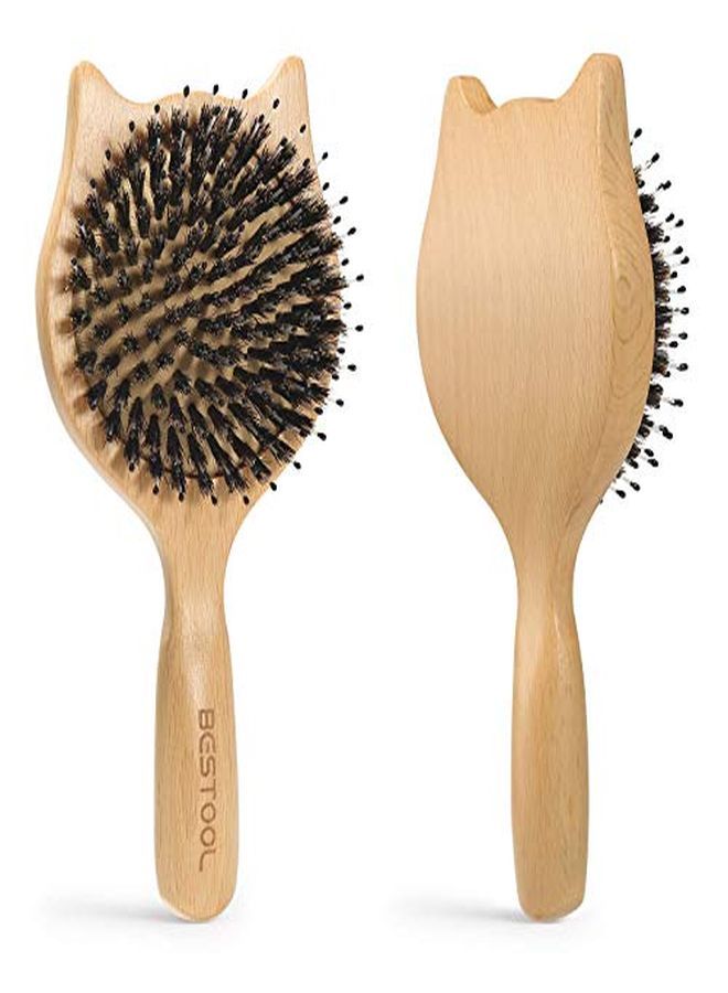 BESTOOL Ush, Bestool Small Travel Hair Brushes For Women, Men Or Kids, Wooden Toddler Boar Bristle Hair Brush For Detangling, Defrizz, Distribute Oil (Natural) - Image 1
