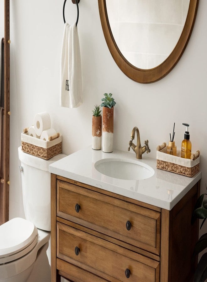 StorageWorks سلال StorageWorks للحمام للتنظيم، سلة خوص صغيرة لمنظم الحمام، سلة تخزين دائرية من حبل ورقي لسطح الحمام، مجموعة من 2 - Image 5