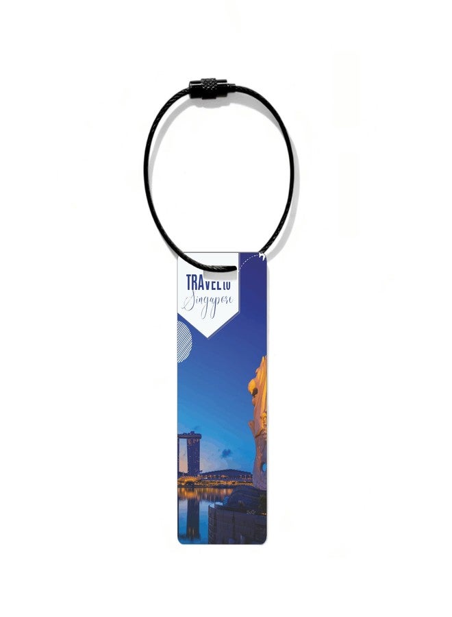 SeQR Smart Lost & Found Luggage Tag - Metal QR Travel ID Tag with Wire Cable for Suitcase, Backpack, Stroller, Golf Bag - Scan & Find Digital Souvenir Tag - Smart Travel Accessory/Singapore Souvenir - Image 2