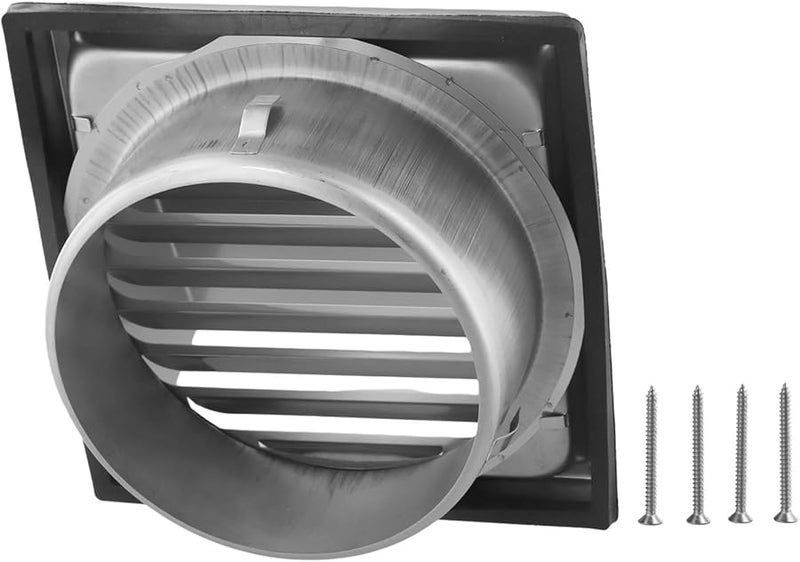 304 Stainless Steel Square Exhaust Fan Vent Cover 150mm Silver Wall Installation - Image 3