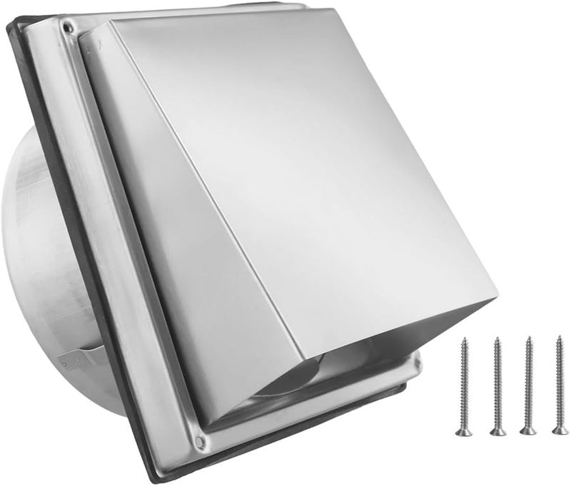 304 Stainless Steel Square Exhaust Fan Vent Cover 150mm Silver Wall Installation - Image 1