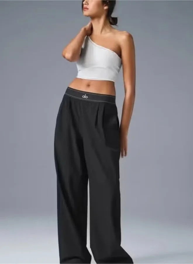 Alo Yoga Women's Wide Leg Track Pants with 30-Inch Inseam Regular Fit Black - Image 2